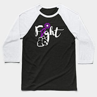 Fight Faith Hope Cure Support Pancreatic Awareness Purple Ribbon Warrior Baseball T-Shirt